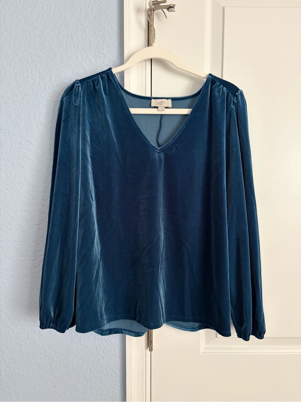 NWOT LOFT Teal Velvet V-Neck Blouse